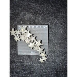 JJ Jonette‎ silver tone cluster of stars celestial brooch pin rhinestones 5214